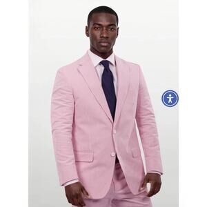 Haspel Pink Lemonade Stripe Seersucker Blazer Sport Coat Men’s 40L Classic Fit